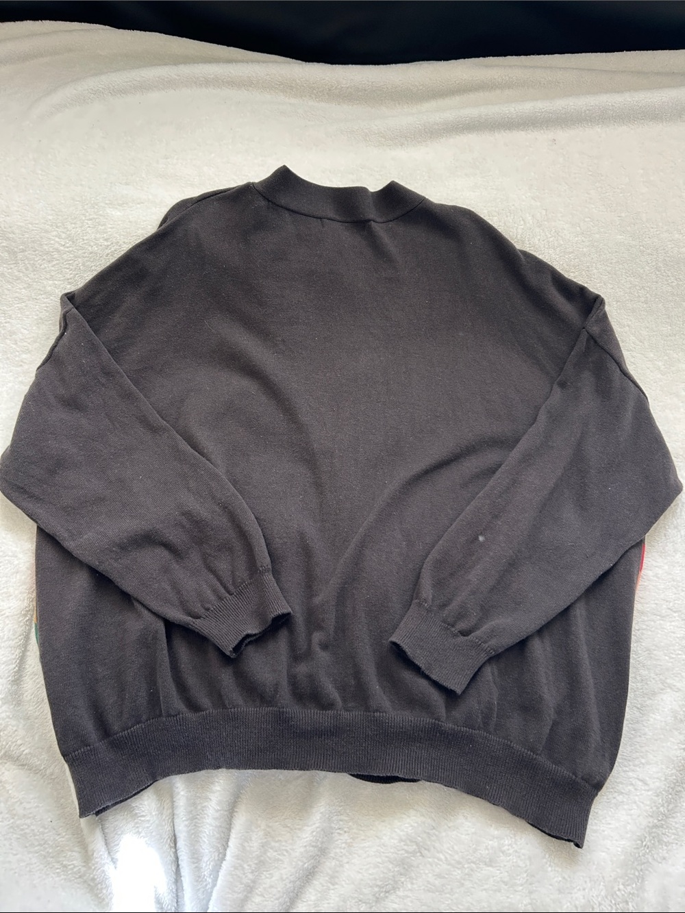 NATURAL LIFE Live Happy Cotton Black Cardigan with Rainbow Stripes - Picture 4 of 5